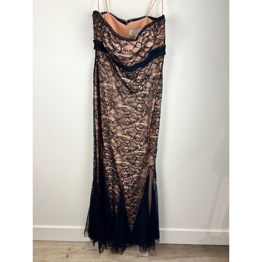 Badgley Mischka Black Lace Mermaid Evening Gown & Bolero Set Size 12 - Picture 14 of 16